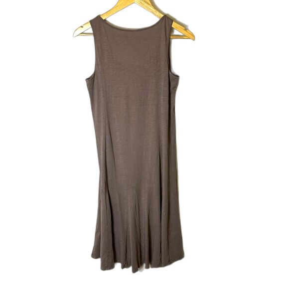 Garnet Hill Taupe Brown Organic Cotton Sleeveless Easy Knit Godet Dress Size XS - Picture 7 of 12